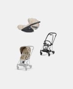 Carucior 2 in 1 Parte Sport Carucior MIOS SIMPLY FLOWERS BEIGE | mid beige + Cadru Carucior pentru Copii Mios Chrome Black + Scoica Auto CLOUD T I-SIZE SIMPLY FLOWERS BEIGE | mid beige Cybex Platinum