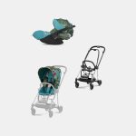 Carucior 2 in 1 Parte Sport Carucior MIOS WE THE BEST BLUE | mid turquoise + Cadru Carucior pentru Copii Mios Chrome Black + Scoica Auto CLOUD T I-SIZE WE THE BEST BLUE | mid turquoise Cybex Platinum