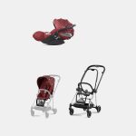 Carucior 2 in 1 Parte Sport Carucior MIOS Rosenrot Red | dark red + Cadru Carucior pentru Copii Mios Chrome Black + Scoica Auto CLOUD T I-SIZE Rosenrot Red | dark red Cybex Platinum