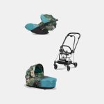 Carucior 2 in 1 Landou MIOS Lux WE THE BEST BLUE | mid turquoise + Cadru Carucior pentru Copii Mios Chrome Black + Scoica Auto CLOUD T I-SIZE WE THE BEST BLUE | mid turquoise Cybex Platinum