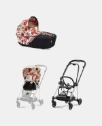 Carucior 2 in 1 Landou MIOS Lux Spring Blossom Light | light beige + Cadru Carucior pentru Copii Mios Chrome Black + Parte Sport Carucior MIOS Spring Blossom Light | light beige Cybex Fashion - imagine 2