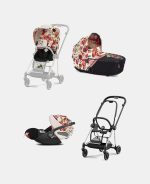 Carucior 3 in 1 Landou MIOS Lux Spring Blossom Light | light beige + Cadru Carucior pentru Copii Mios Chrome Black + Scoica Auto CLOUD T I-SIZE Spring Blossom Light | light beige + Parte Sport Carucior MIOS Spring Blossom Light | light beige Cybex Fashion - imagine 2