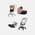 Carucior 3 in 1 Landou MIOS Lux Spring Blossom Light | light beige + Cadru Carucior pentru Copii Mios Chrome Black + Scoica Auto CLOUD T I-SIZE Spring Blossom Light | light beige + Parte Sport Carucior MIOS Spring Blossom Light | light beige Cybex Fashion