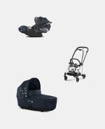 Carucior 2 in 1 Landou MIOS Lux Jewels of Nature | dark blue + Cadru Carucior pentru Copii Mios Chrome Black + Scoica Auto CLOUD T I-SIZE Jewels of Nature | dark blue Cybex Platinum - imagine 2