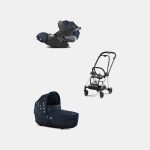 Carucior 2 in 1 Landou MIOS Lux Jewels of Nature | dark blue + Cadru Carucior pentru Copii Mios Chrome Black + Scoica Auto CLOUD T I-SIZE Jewels of Nature | dark blue Cybex Platinum