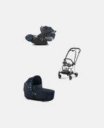 Carucior 2 in 1 Landou MIOS Lux Jewels of Nature | dark blue + Cadru Carucior pentru Copii Mios Chrome Black + Scoica Auto CLOUD T I-SIZE Jewels of Nature | dark blue Cybex Platinum