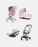 Carucior 3 in 1 Landou MIOS Lux SIMPLY FLOWERS PINK | light pink + Cadru Carucior pentru Copii Mios Chrome Black + Scoica Auto CLOUD T I-SIZE SIMPLY FLOWERS PINK | light pink + Parte Sport Carucior MIOS SIMPLY FLOWERS PINK | light pink Cybex Fashion - imagine 2