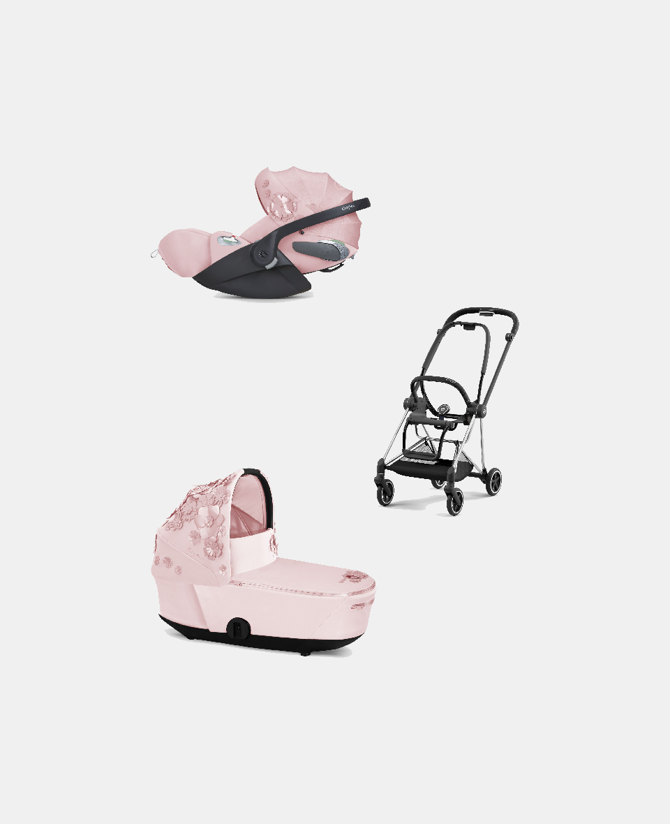 521002513-522000789-523000267.jpg Carucior 2 in 1 Landou MIOS Lux SIMPLY FLOWERS PINK | light pink + Cadru Carucior pentru Copii Mios Chrome Black + Scoica Auto CLOUD T I-SIZE SIMPLY FLOWERS PINK | light pink Cybex Platinum - imagine 1
