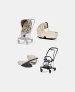 Carucior 3 in 1 Landou MIOS Lux SIMPLY FLOWERS BEIGE | mid beige + Cadru Carucior pentru Copii Mios Chrome Black + Scoica Auto CLOUD T I-SIZE SIMPLY FLOWERS BEIGE | mid beige + Parte Sport Carucior MIOS SIMPLY FLOWERS BEIGE | mid beige Cybex Fashion