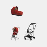 Carucior 2 in 1 : Cadru Carucior pentru Copii Mios Chrome Black + Landou Mios Lux Autumn Gold + Parte Sport Carucior MIOS Autumn Gold Cybex Platinum