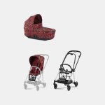 Carucior 2 in 1 Landou MIOS Lux Rosenrot Red | dark red + Cadru Carucior pentru Copii Mios Chrome Black + Parte Sport Carucior MIOS Rosenrot Red | dark red Cybex Fashion