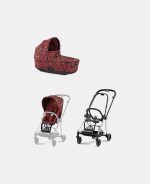 Carucior 2 in 1 Landou MIOS Lux Rosenrot Red | dark red + Cadru Carucior pentru Copii Mios Chrome Black + Parte Sport Carucior MIOS Rosenrot Red | dark red Cybex Fashion
