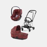 Carucior 2 in 1 Landou MIOS Lux Rosenrot Red | dark red + Cadru Carucior pentru Copii Mios Chrome Black + Scoica Auto CLOUD T I-SIZE Rosenrot Red | dark red Cybex Platinum