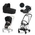 Carucior 3 in 1 Cadru Carucior pentru Copii Mios Chrome Black + Parte Sport Carucior MIOS Sepia Black + Landou Mios Lux Sepia Black + Scoică Auto pentru Copii Cloud T i-Size Plus Sephia Black Cybex Platinum