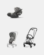 Carucior 2 in 1 : Cadru Carucior pentru Copii Mios Chrome Black + Parte Sport Carucior MIOS Mirage Grey + Scoică Auto pentru Copii Cloud T i-Size Comfort Mirage Grey Cybex Platinum - imagine 2