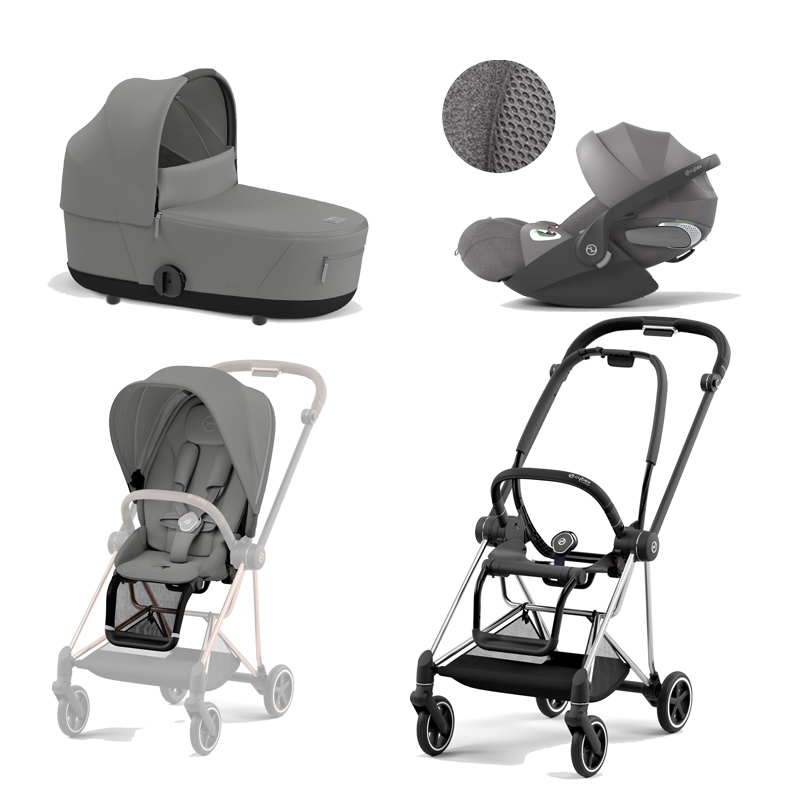 521002513-523000873-523000929-523000238.jpg Carucior 3 in 1 Cadru Carucior pentru Copii Mios Chrome Black + Parte Sport Carucior MIOS Mirage Grey + Landou Mios Lux Mirage Grey + Scoică Auto pentru Copii Cloud T i-Size Plus Mirage Grey Cybex Platinum - imagine 1