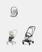 Carucior 2 in 1 : Cadru Carucior pentru Copii Mios Chrome Black + Parte Sport Carucior MIOS Off White + Scoică Auto pentru Copii Cloud T i-Size Plus Platinum White Cybex Platinum - imagine 2