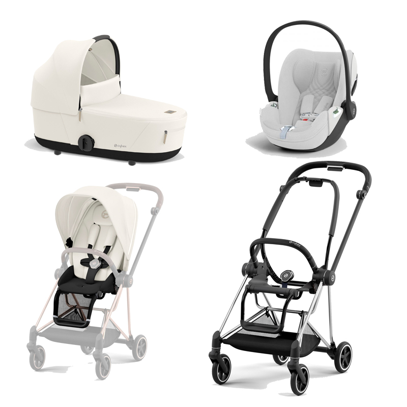 521002513-523000881-523000937-523000244.jpg Carucior 3 in 1 Cadru Carucior pentru Copii Mios Chrome Black + Parte Sport Carucior MIOS Off White + Landou Mios Lux Off White + Scoică Auto pentru Copii Cloud T i-Size Plus Platinum White Cybex Platinum - imagine 1