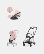 Carucior 2 in 1 : Cadru Carucior pentru Copii Mios Chrome Black + Parte Sport Carucior MIOS Peach Pink + Scoică Auto pentru Copii Cloud T i-Size Plus Peach Pink Cybex Platinum - imagine 2
