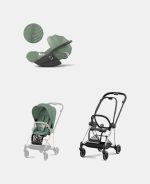 Carucior 2 in 1 : Cadru Carucior pentru Copii Mios Chrome Black + Parte Sport Carucior MIOS Leaf Green + Scoică Auto pentru Copii Cloud T i-Size Plus Leaf Green Cybex Platinum - imagine 2