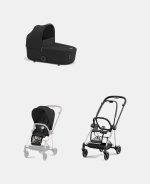 Carucior 2 in 1 : Cadru Carucior pentru Copii Mios Chrome Black + Landou Mios Lux Sepia Black + Parte Sport Carucior MIOS Sepia Black Cybex Platinum - imagine 2