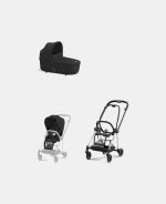 Carucior 2 in 1 : Cadru Carucior pentru Copii Mios Chrome Black + Landou Mios Lux Sepia Black + Parte Sport Carucior MIOS Sepia Black Cybex Platinum