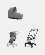 Carucior 2 in 1 : Cadru Carucior pentru Copii Mios Chrome Black + Landou Mios Lux Mirage Grey + Parte Sport Carucior MIOS Mirage Grey Cybex Platinum - imagine 2