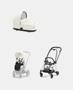 Carucior 2 in 1 : Cadru Carucior pentru Copii Mios Chrome Black + Landou Mios Lux Off White + Parte Sport Carucior MIOS Off White Cybex Platinum - imagine 2