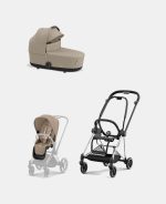 Carucior 2 in 1 : Cadru Carucior pentru Copii Mios Chrome Black + Landou Mios Lux Cozy Beige + Parte Sport Carucior MIOS Cozy Beige Cybex Platinum - imagine 2