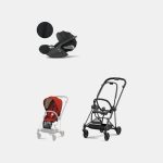 Carucior 2 in 1 : Cadru Carucior pentru Copii Mios Matt Black + Parte Sport Carucior MIOS Autumn Gold + Scoică Auto pentru Copii Cloud T i-Size Plus Sephia Black Cybex Platinum