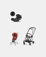 Carucior 2 in 1 : Cadru Carucior pentru Copii Mios Matt Black + Parte Sport Carucior MIOS Autumn Gold + Scoică Auto pentru Copii Cloud T i-Size Plus Sephia Black Cybex Platinum