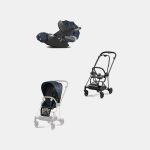 Carucior 2 in 1 Parte Sport Carucior MIOS Jewels of Nature | Dark Blue + Cadru Carucior pentru Copii Mios Matt Black + Scoica Auto CLOUD T I-SIZE Jewels of Nature | dark blue Cybex Platinum