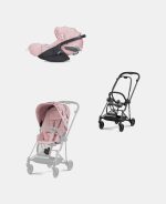Carucior 2 in 1 Parte Sport Carucior MIOS SIMPLY FLOWERS PINK | light pink + Cadru Carucior pentru Copii Mios Matt Black + Scoica Auto CLOUD T I-SIZE SIMPLY FLOWERS PINK | light pink Cybex Platinum - imagine 2
