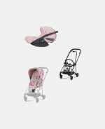 Carucior 2 in 1 Parte Sport Carucior MIOS SIMPLY FLOWERS PINK | light pink + Cadru Carucior pentru Copii Mios Matt Black + Scoica Auto CLOUD T I-SIZE SIMPLY FLOWERS PINK | light pink Cybex Platinum