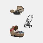 Carucior 2 in 1 Landou MIOS Lux One Love | multicolor + Cadru Carucior pentru Copii Mios Matt Black + Scoica Auto CLOUD T I-SIZE One Love | multicolor Cybex Platinum