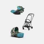 Carucior 2 in 1 Landou MIOS Lux WE THE BEST BLUE | mid turquoise + Cadru Carucior pentru Copii Mios Matt Black + Scoica Auto CLOUD T I-SIZE WE THE BEST BLUE | mid turquoise Cybex Platinum
