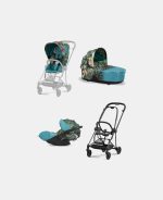 Carucior 3 in 1 Landou MIOS Lux WE THE BEST BLUE | mid turquoise + Cadru Carucior pentru Copii Mios Matt Black + Scoica Auto CLOUD T I-SIZE WE THE BEST BLUE | mid turquoise + Parte Sport Carucior MIOS WE THE BEST BLUE | mid turquoise Cybex Fashion