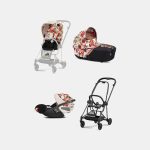 Carucior 3 in 1 Landou MIOS Lux Spring Blossom Light | light beige + Cadru Carucior pentru Copii Mios Matt Black + Scoica Auto CLOUD T I-SIZE Spring Blossom Light | light beige + Parte Sport Carucior MIOS Spring Blossom Light | light beige Cybex Fashion