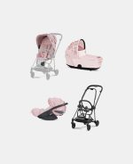 Carucior 3 in 1 Landou MIOS Lux SIMPLY FLOWERS PINK | light pink + Cadru Carucior pentru Copii Mios Matt Black + Scoica Auto CLOUD T I-SIZE SIMPLY FLOWERS PINK | light pink + Parte Sport Carucior MIOS SIMPLY FLOWERS PINK | light pink Cybex Fashion