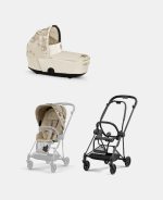 Carucior 2 in 1 Landou MIOS Lux SIMPLY FLOWERS BEIGE | mid beige + Cadru Carucior pentru Copii Mios Matt Black + Parte Sport Carucior MIOS SIMPLY FLOWERS BEIGE | mid beige Cybex Fashion - imagine 2