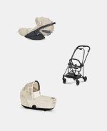 Carucior 2 in 1 Landou MIOS Lux SIMPLY FLOWERS BEIGE | mid beige + Cadru Carucior pentru Copii Mios Matt Black + Scoica Auto CLOUD T I-SIZE SIMPLY FLOWERS BEIGE | mid beige Cybex Platinum - imagine 2