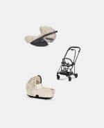 Carucior 2 in 1 Landou MIOS Lux SIMPLY FLOWERS BEIGE | mid beige + Cadru Carucior pentru Copii Mios Matt Black + Scoica Auto CLOUD T I-SIZE SIMPLY FLOWERS BEIGE | mid beige Cybex Platinum