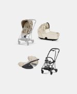 Carucior 3 in 1 Landou MIOS Lux SIMPLY FLOWERS BEIGE | mid beige + Cadru Carucior pentru Copii Mios Matt Black + Scoica Auto CLOUD T I-SIZE SIMPLY FLOWERS BEIGE | mid beige + Parte Sport Carucior MIOS SIMPLY FLOWERS BEIGE | mid beige Cybex Fashion