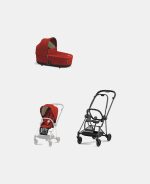 Carucior 2 in 1 : Cadru Carucior pentru Copii Mios Matt Black + Landou Mios Lux Autumn Gold + Parte Sport Carucior MIOS Autumn Gold Cybex Platinum