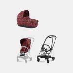 Carucior 2 in 1 Landou MIOS Lux Rosenrot Red | dark red + Cadru Carucior pentru Copii Mios Matt Black + Parte Sport Carucior MIOS Rosenrot Red | dark red Cybex Fashion