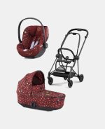 Carucior 2 in 1 Landou MIOS Lux Rosenrot Red | dark red + Cadru Carucior pentru Copii Mios Matt Black + Scoica Auto CLOUD T I-SIZE Rosenrot Red | dark red Cybex Platinum - imagine 2