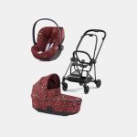 Carucior 2 in 1 Landou MIOS Lux Rosenrot Red | dark red + Cadru Carucior pentru Copii Mios Matt Black + Scoica Auto CLOUD T I-SIZE Rosenrot Red | dark red Cybex Platinum