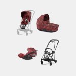 Carucior 3 in 1 Landou MIOS Lux Rosenrot Red | dark red + Cadru Carucior pentru Copii Mios Matt Black + Scoica Auto CLOUD T I-SIZE Rosenrot Red | dark red + Parte Sport Carucior MIOS Rosenrot Red | dark red Cybex Fashion