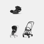 Carucior 2 in 1 : Cadru Carucior pentru Copii Mios Matt Black + Parte Sport Carucior MIOS Sepia Black + Scoică Auto pentru Copii Cloud T i-Size Comfort Sephia Black Cybex Platinum