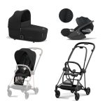 Carucior 3 in 1 Cadru Carucior pentru Copii Mios Matt Black + Parte Sport Carucior MIOS Sepia Black + Landou Mios Lux Sepia Black + Scoică Auto pentru Copii Cloud T i-Size Plus Sephia Black Cybex Platinum
